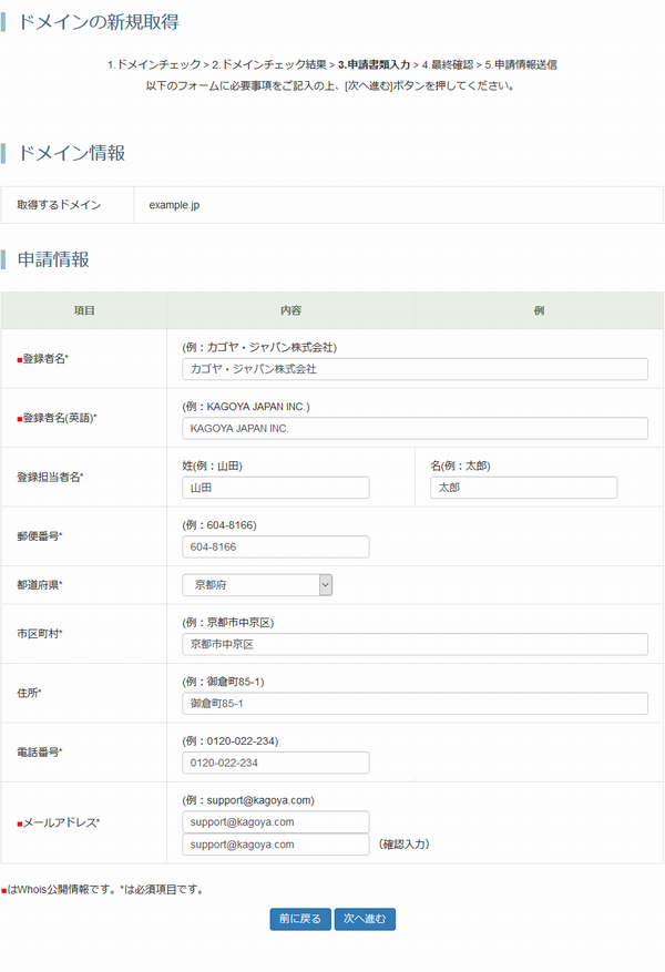 申請書類入力