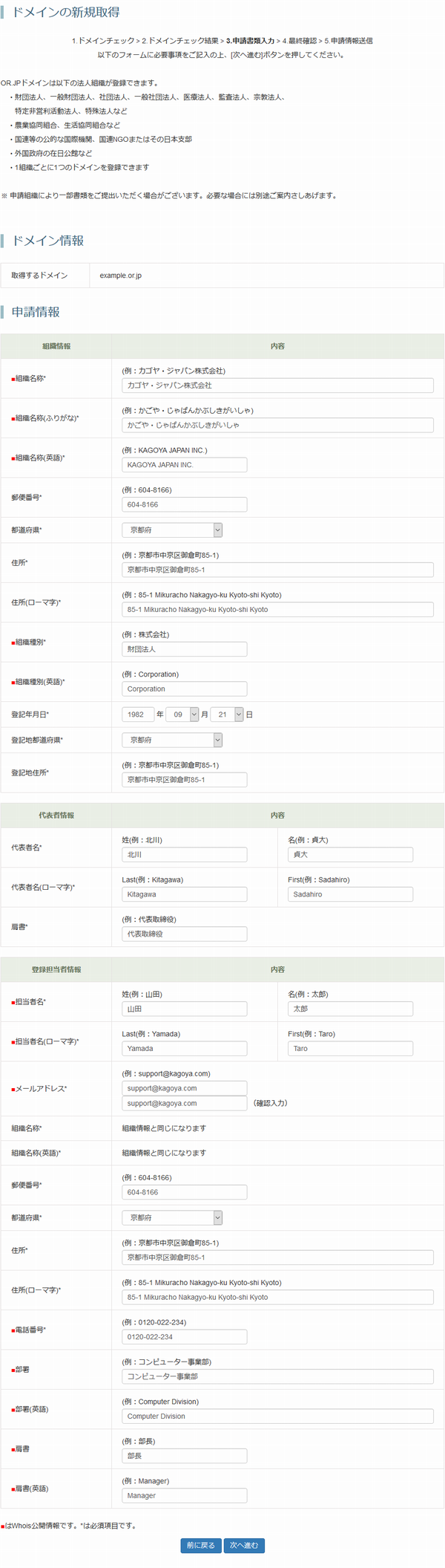 申請書類入力