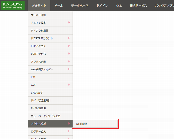 コントロールパネル&nbsp;>&nbsp;Webサイト&nbsp;>&nbsp;アクセス解析