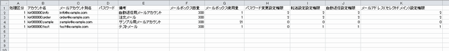 Excelで編集（サンプルデータ）