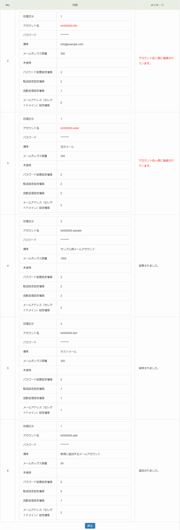 一括変更の結果