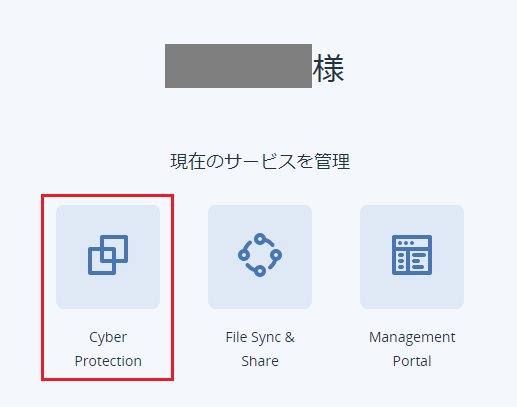 Cyber Protection をクリックします