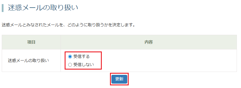迷惑メールの取り扱い