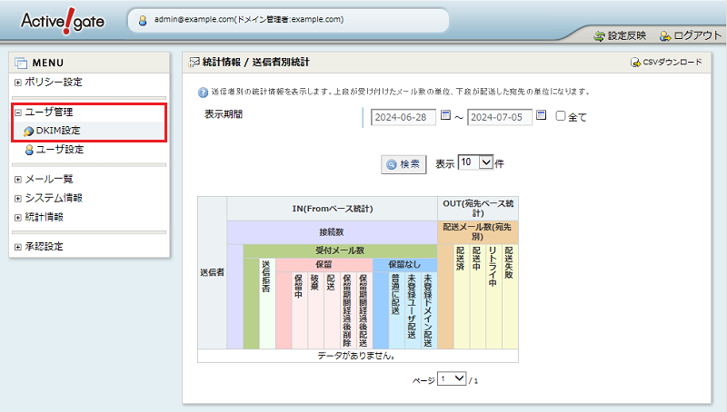 ドメイン管理者画面