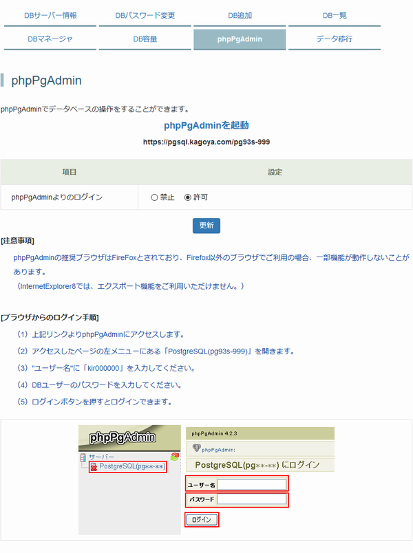 PostgreSQLの利用 - KAGOYA Internet Routing
